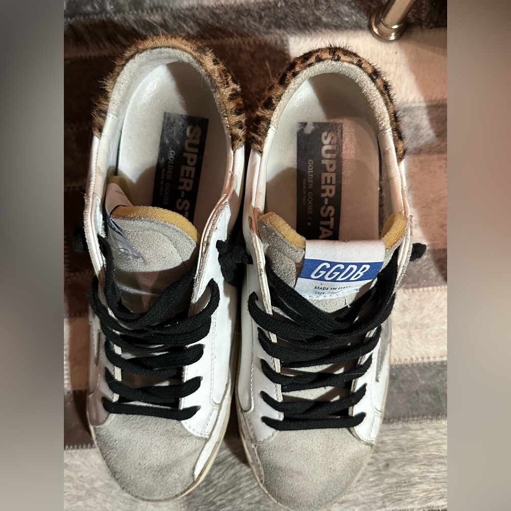Golden Goose white with Leopard trim!!